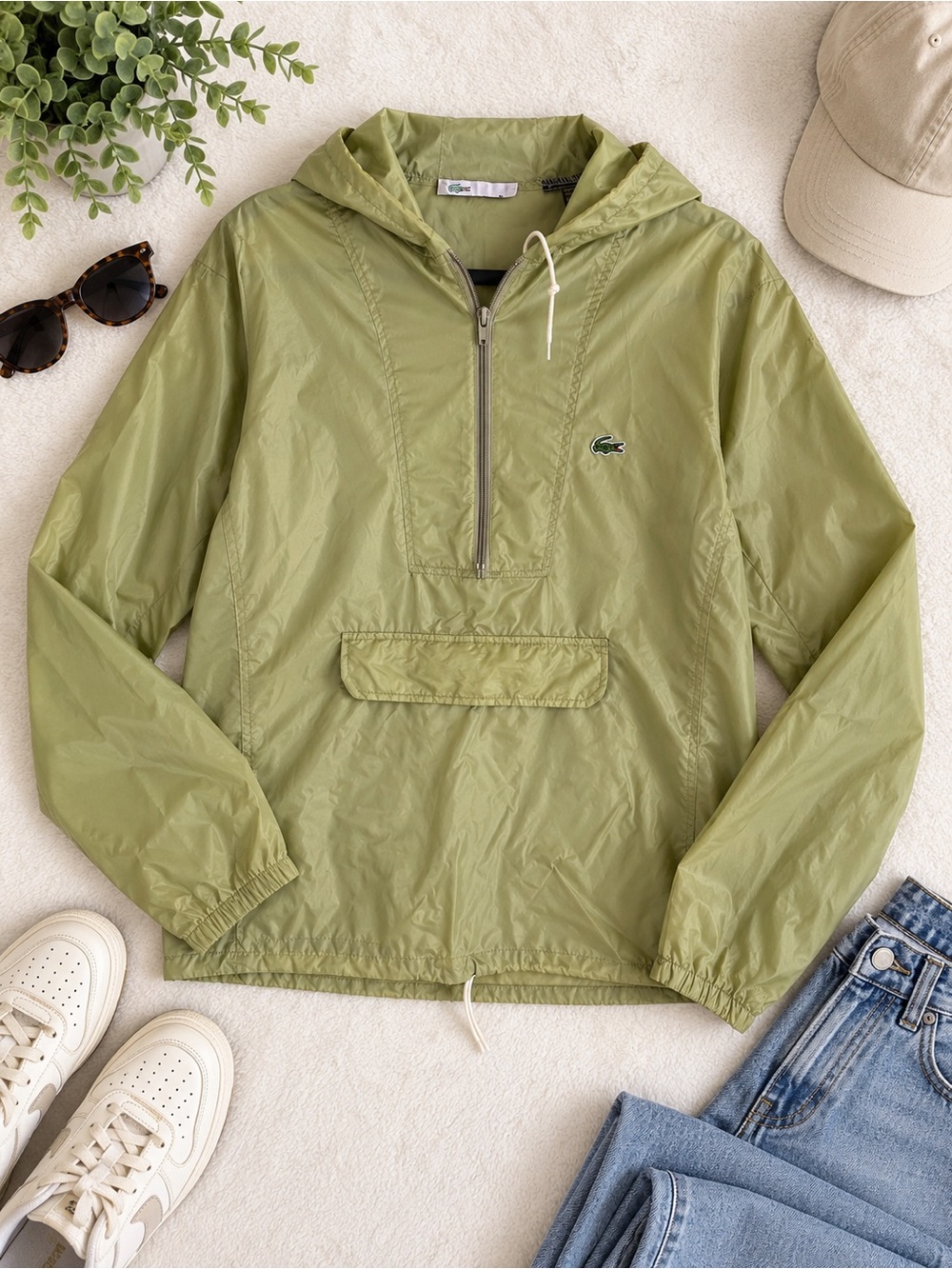 Vintage IZOD Lacoste Hooded Anorak Windbreaker Jacket